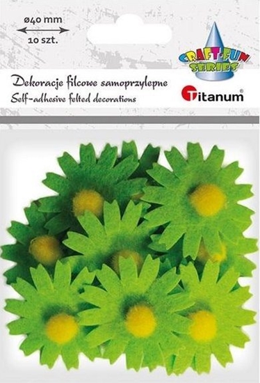 Изображение Titanum Filcowe dekoracje 3D kwiaty zielone 10szt