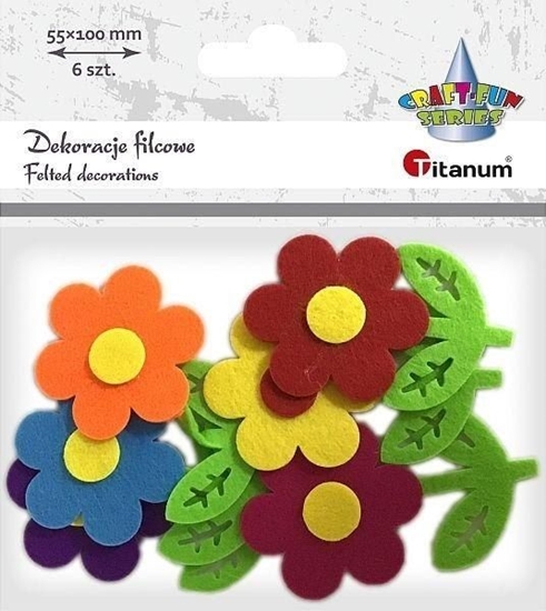 Изображение Titanum Filcowe kwiaty 3D 55x100mm mix 6szt
