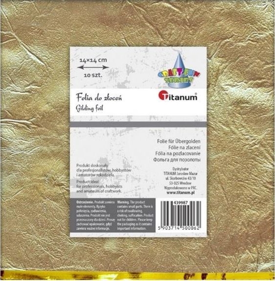 Изображение Titanum Folia do zoce zota arkusz 14x14cm 10szt