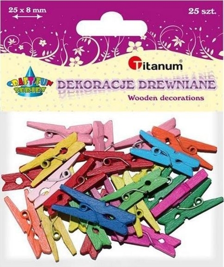 Picture of Titanum Klamerki drewniane 8 kolorów 3x25mm 25szt