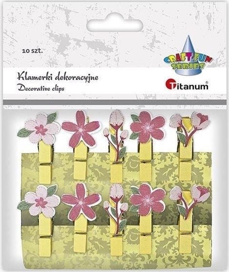 Picture of Titanum Klamerki drewniane z dekorem kwiaty mix 10szt