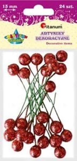 Изображение Titanum Kulki brokatowe na piku 24 szt. czerwone