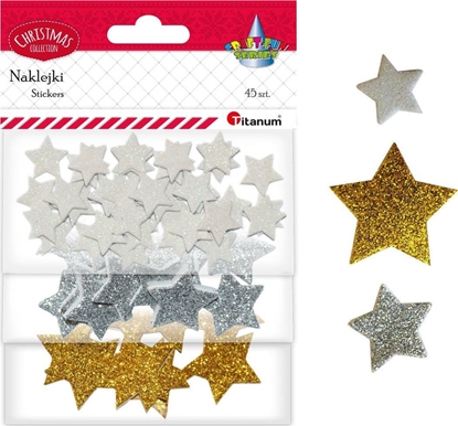 Изображение Titanum Naklejki brokatowe gwiazdy 11,5x18cm 45szt CRAFT