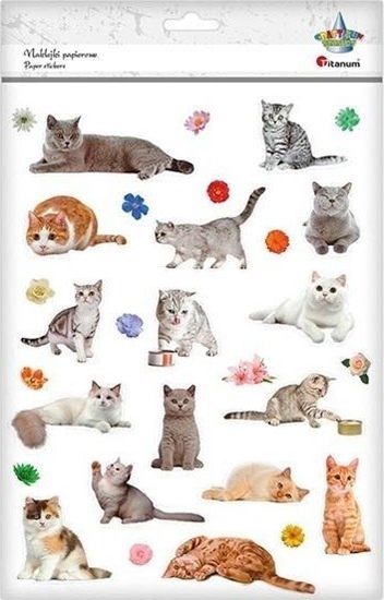 Изображение Titanum Naklejki papierowe koty, kwiaty 32szt.