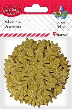 Изображение Titanum Naklejki papierowe patki sniegu 24szt zote