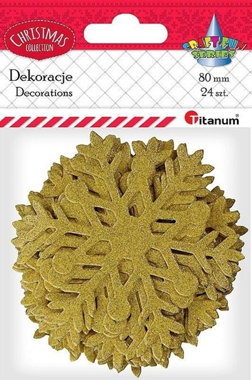 Изображение Titanum Naklejki papierowe patki sniegu 24szt zote