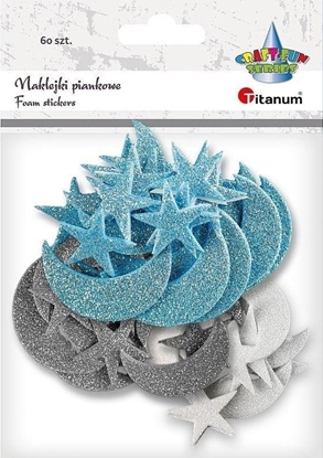 Изображение Titanum Naklejki piankowe brokat ksiyce, gwiazdy 60szt