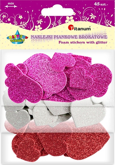Изображение Titanum Naklejki piankowe serca mix 45szt