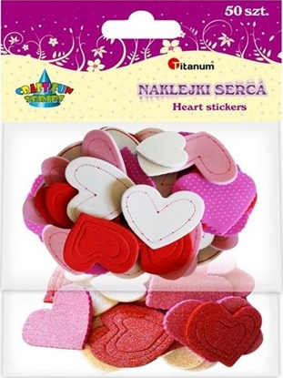Изображение Titanum Naklejki piankowe serca mix kolorów 50szt