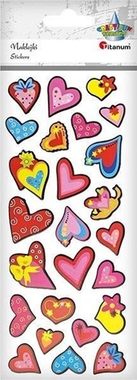 Изображение Titanum Naklejki piankowo-papierowe 3D serca mix 25szt.