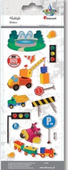 Изображение Titanum Naklejki wypuke mikkie pojazdy budowlane 16szt