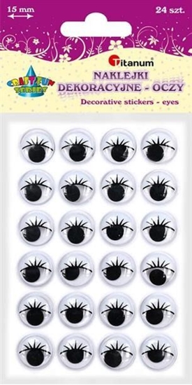 Изображение Titanum Oczy 15mm samoprzylepne z rzsami 24szt,CRAFT-FUN