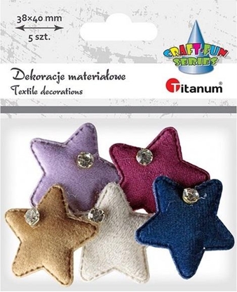 Attēls no Titanum Ozdoba materiaowa Gwiazdki z krysztakiem mix 5szt