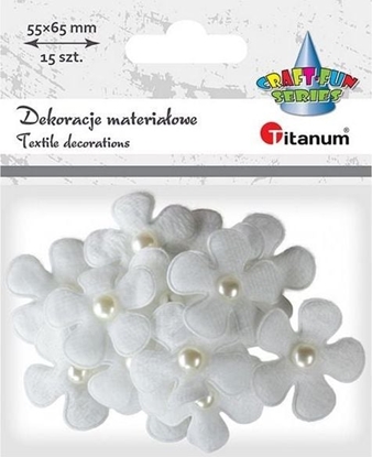 Attēls no Titanum Ozdoba materiaowa kwiaty 3D z perek biae 15szt