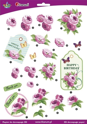 Attēls no Titanum Papier do decoupage 3D kwiaty piwonie arkusz