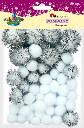 Picture of Titanum Pompony brokatowe biae mix 50szt CRAFT-FUN