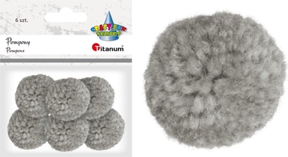 Picture of Titanum Pompony dekoracyjne ozdobne z wóczki 6szt szare