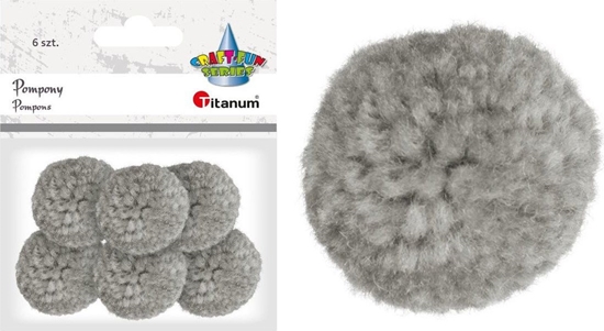 Picture of Titanum Pompony dekoracyjne ozdobne z wóczki 6szt szare