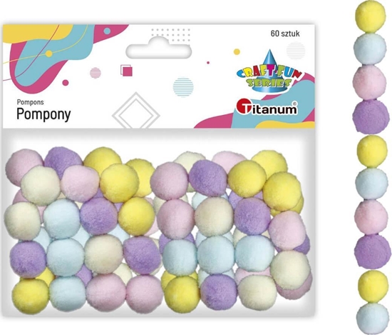 Picture of Titanum Pompony poliestrowe 16mm mix 60szt