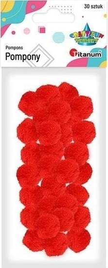 Picture of Titanum Pompony poliestrowe 25mm czerwone 30szt