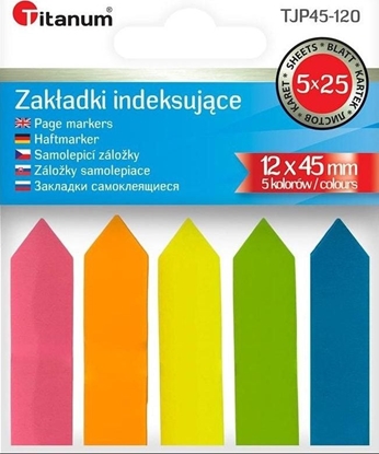 Attēls no Titanum Zakadki indeksujce fluo 12x45mm 5x25 kartek