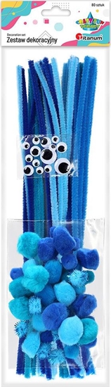 Picture of Titanum Zestaw druciki, pompony, oczka niebieski 80szt