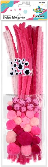 Изображение Titanum Zestaw druciki, pompony, oczka róowe 80szt