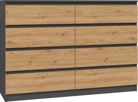 Изображение Topeshop KOMODA MALWA 8 SZUFLAD M8 140 - ANTRACYT / DB ARTISAN