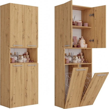 Attēls no Topeshop Supek azienkowy, 2 kosze, Nel, 60x30x174 cm, db artisan, mat