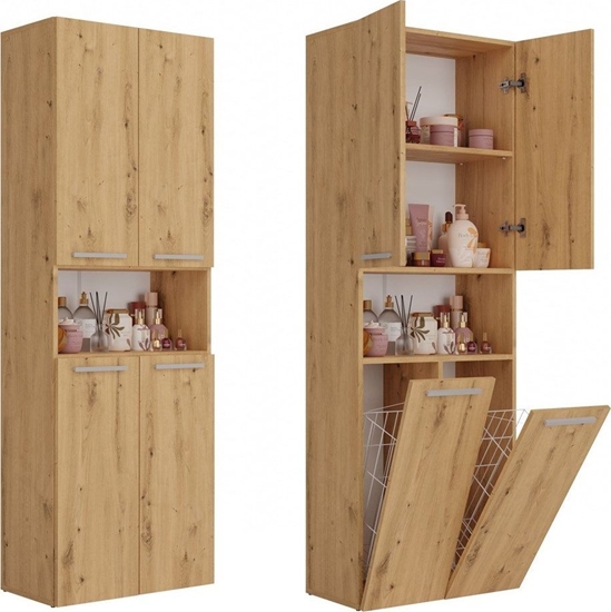 Picture of Topeshop Supek azienkowy, 2 kosze, Nel, 60x30x174 cm, db artisan, mat