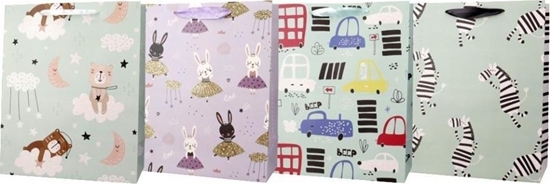 Picture of Torba prezentowa 18x23 auta, zebry mix