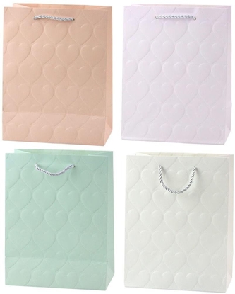 Изображение Torba prezentowa 23x18x10,5cm Serca pastel MIX