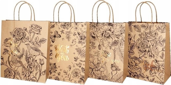 Изображение Torba prezentowa brown kraft 26x32cm hotstamp mix