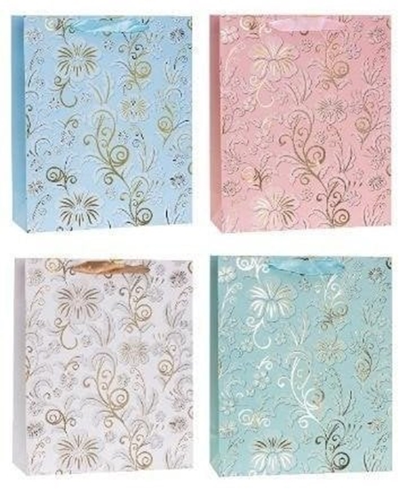 Picture of Torebka ozdobna 26x32x10cm hot-stamp mix ROZETTE