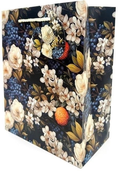 Picture of Torebka ozdobna matowa 18x23x10cm Biae Kwiaty