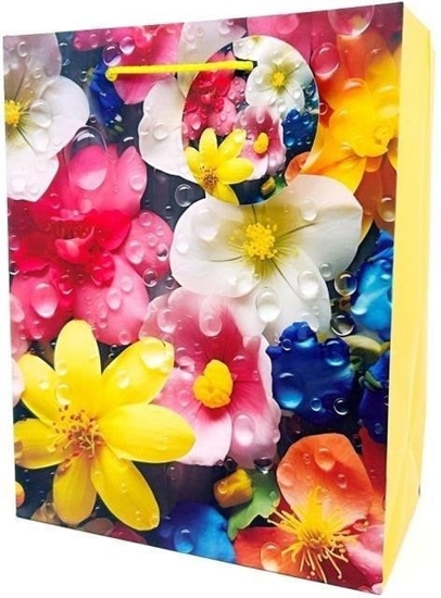 Picture of Torebka ozdobna matowa 18x23x10cm Kwiaty