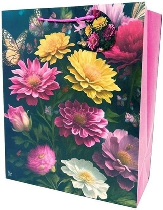 Picture of Torebka ozdobna matowa 26x32x12cm Kwiaty