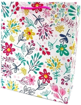 Picture of Torebka ozdobna matowa 26x32x12cm Kwiaty