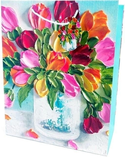 Picture of Torebka ozdobna matowa 26x32x12cm Kwiaty