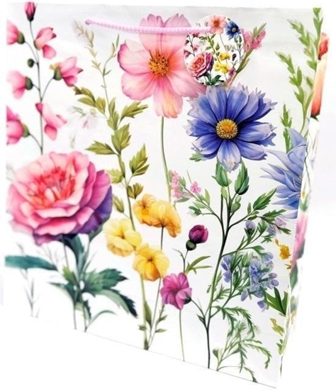 Picture of Torebka ozdobna matowa 35x37x12cm Kwiaty