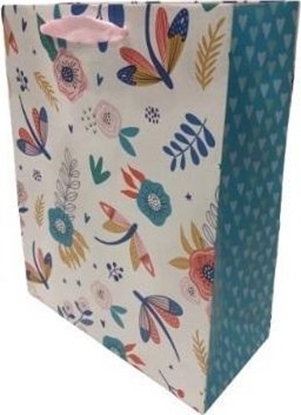 Picture of Torebka ozdobna matowa 35x37x12cm Kwiaty FRESH