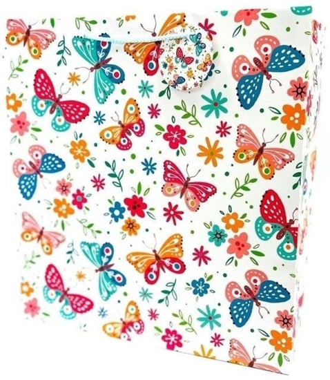 Picture of Torebka ozdobna matowa 35x37x12cm Motyle i Kwiaty