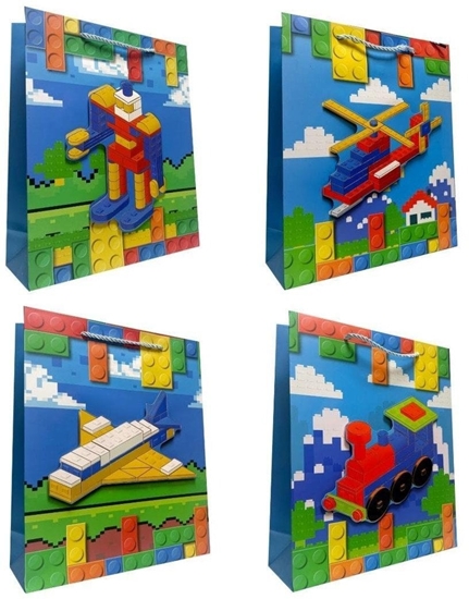Picture of Torebka prezentowa dziecica L klocki 3D mix