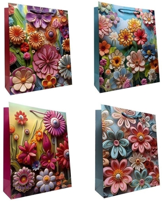 Attēls no Torebka prezentowa uniwersalna S Kwiaty metal mix