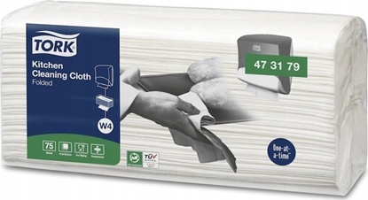 Изображение Tork Tork - Czyciwo wókninowe kuchenne w odcinkach, wielorazowe, biae - 75 sztuk