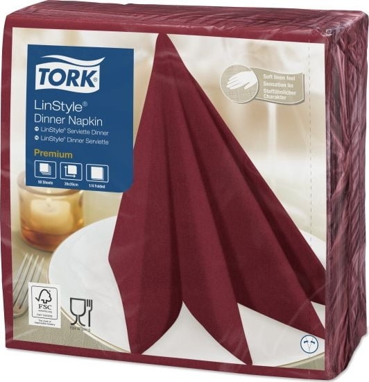 Picture of Tork Tork LinStyle - Serwetki obiadowe, premium - Bordowe