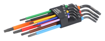 Изображение Bahco Zestaw kluczy trzpieniowych kolorowych, TORX T8-T40, Dugie - 9 szt. BAHCO
