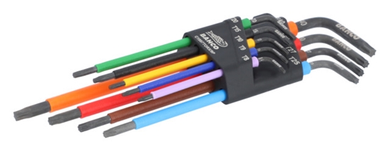 Изображение Bahco Zestaw kluczy trzpieniowych kolorowych, TORX T8-T40, Dugie - 9 szt. BAHCO