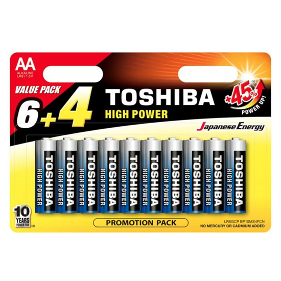 Picture of TOSHIBA AA alkaline baterijas 10 iepakojumā