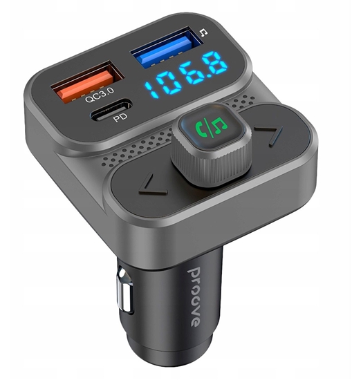 Изображение Transmiter FM Bluetooth 5.3 adowarka Samochodowa USB Type-C PD 36W Proove / FMLX20120003 / LUXOR SE